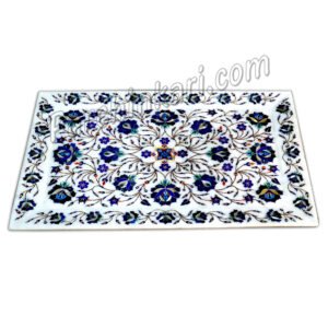 White Marble Inlay Art Serving Tray