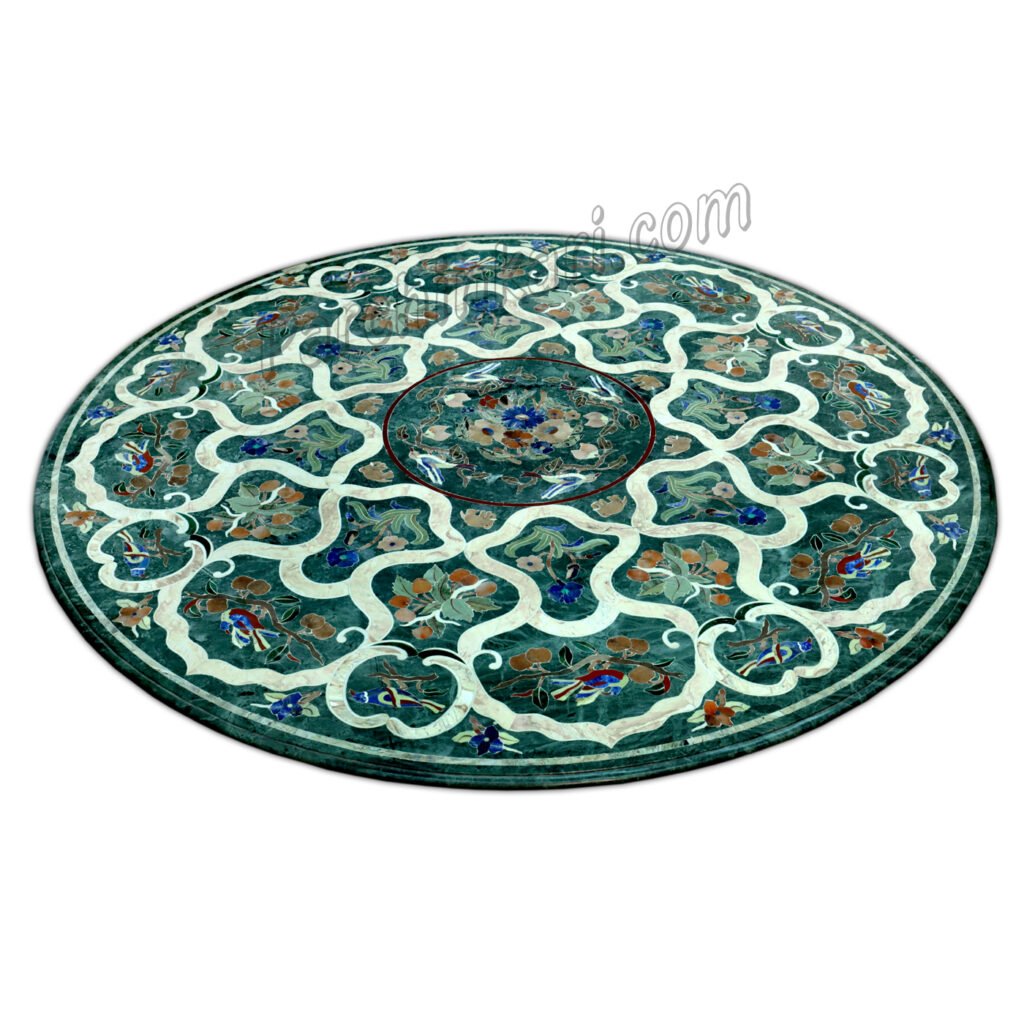 Green Marble Table Tops Parchinkari Marble Inlay & Pietradura