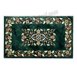 Green Marble Table Top with Flower design