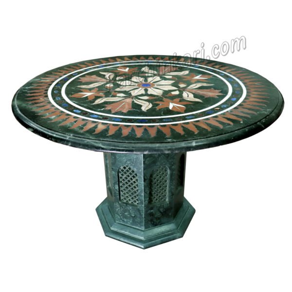 Round Coffee Table in Green Marble