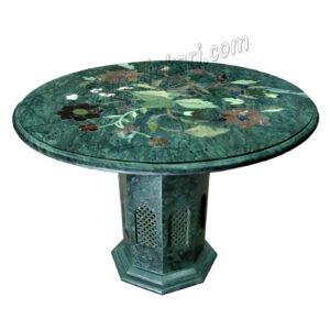 Corner Table in Green Marble with Stand