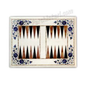 Decorative Inlay Art Backgammon Board in White Marble