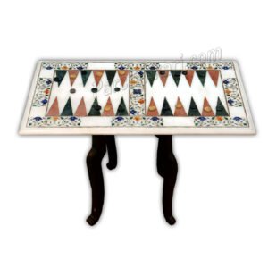 Marble Backgammon Board with Flower Art