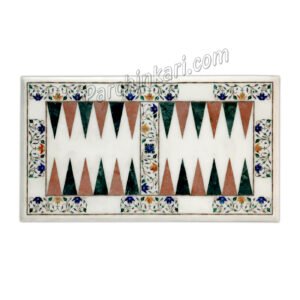 Marble Backgammon Board with Flower Art