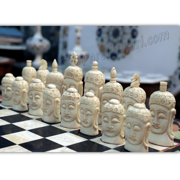 Buddha Face Set of Chess Pieces