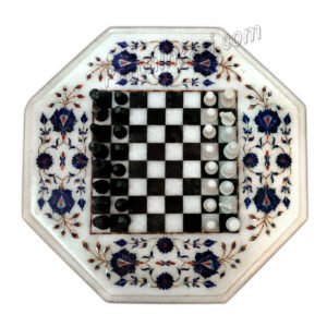 Marble Table Top Cum Chess Table with Chess Pieces