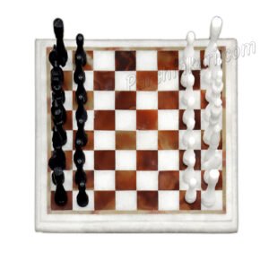 Plain Chess Board in White Marble