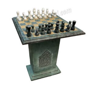 Green Marble Chess Board with Marble Stand