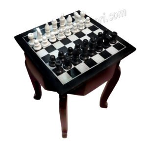 Alabaster Chess Set with Black Marble Chess Board