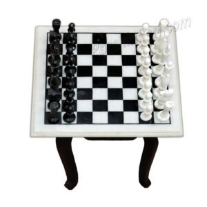 Chess Board in White and Black Marble