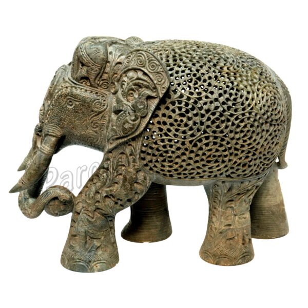 Hand Carving Elephant Figure with Trunk Down
