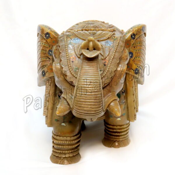 Green Marble Inlaid Elephant Figure