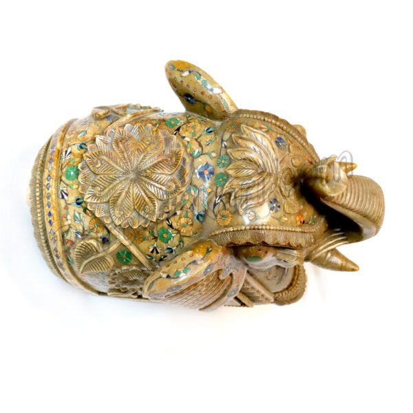 Green Marble Inlaid Elephant Figure