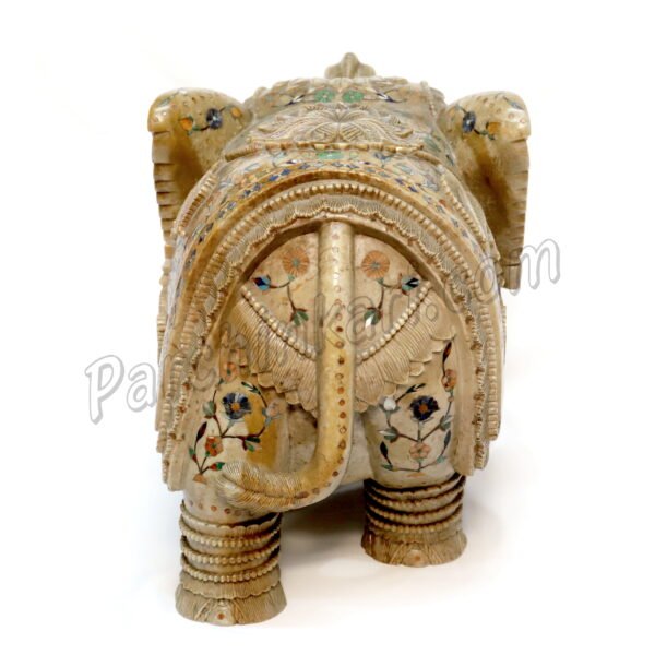Green Marble Inlaid Elephant Figure