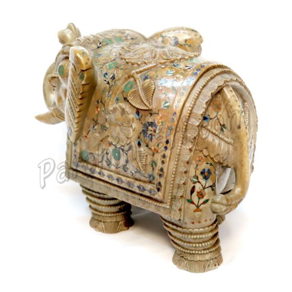 Green Marble Inlaid Elephant Figure