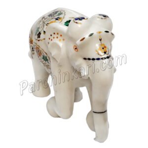 Home Decor Elephant Figure in White Marble