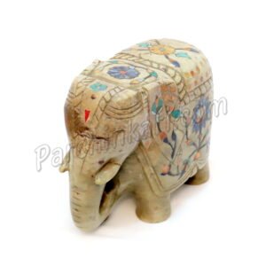 Elephant with Trunk Down in Green Marble