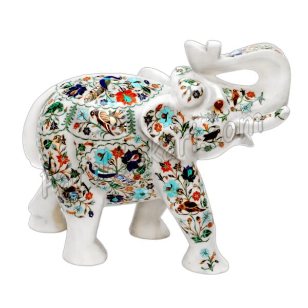 Marble Elephant with Flower Decoration