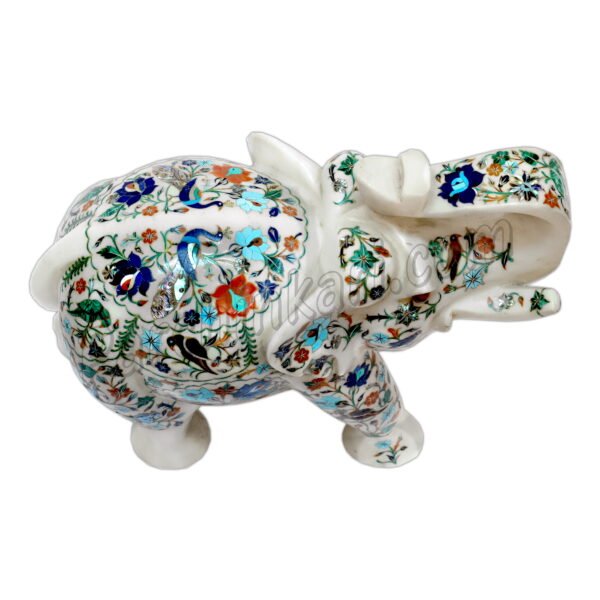 Marble Elephant with Flower Decoration