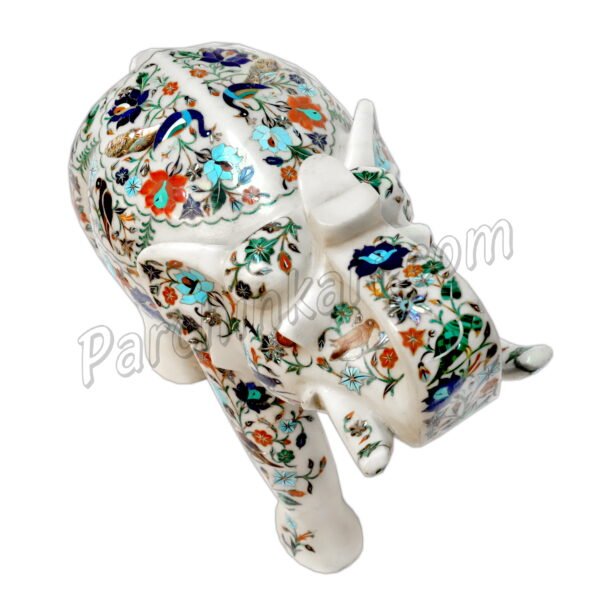 Marble Elephant with Flower Decoration