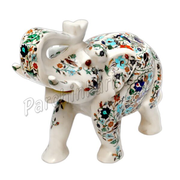 Marble Elephant with Flower Decoration