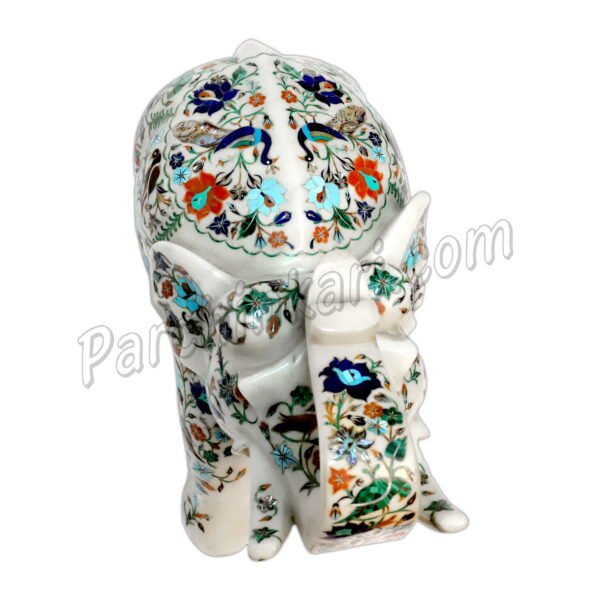 Marble Elephant with Flower Decoration