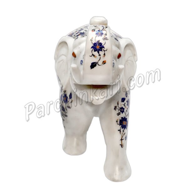 Pietredura Elephant Figure in White Marble