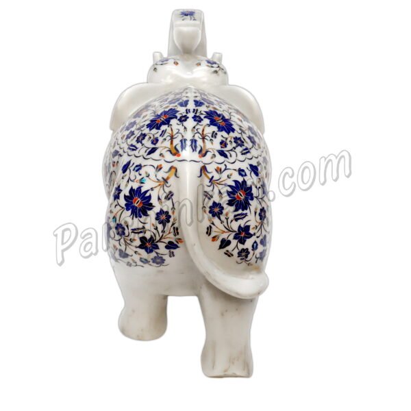 Pietredura Elephant Figure in White Marble