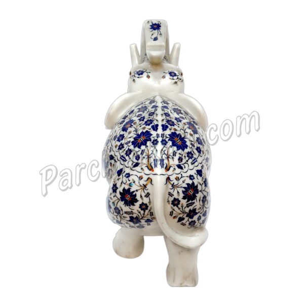 Pietredura Elephant Figure in White Marble