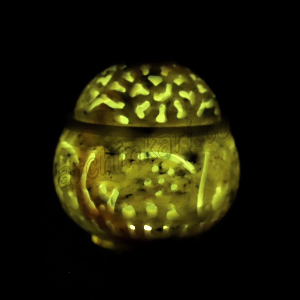 Marble Box with Jali Art in Green Marble with Elephant Design