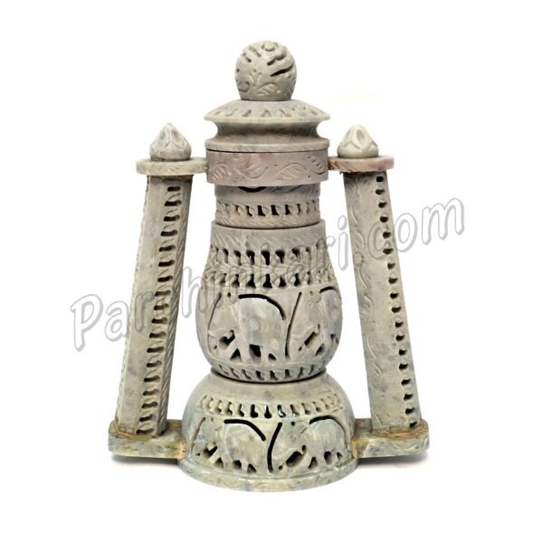 Lantern for Home Decoration in Green Marble Soapstone