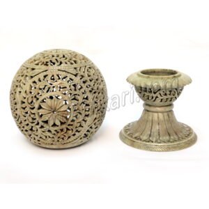 Night Lamp in Marble Jali Work with Lattice Art