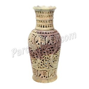 Flower Vase in Green Marble Lattice Art