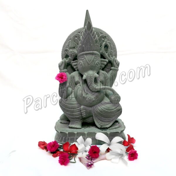 Ganesha Figure in Black Marble Handcrafted
