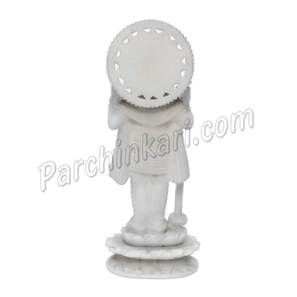 Vishnu Bhagwan Statue in White Marble Handcrafted