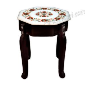 Indian Taj Mahal Table Top in White Marble