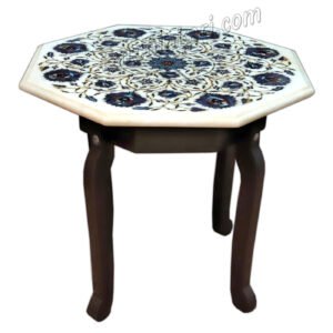 Rose Design Coffee Table Top in Blue Lapis Lazuli Stone