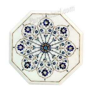 Lapiz Coffee Table in Marble with Inlaid Art