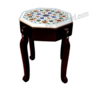 Creative Tops Marble White Coffee Table Inlaid Turquoise Floral Creative Arts Rare Decor H3058 
