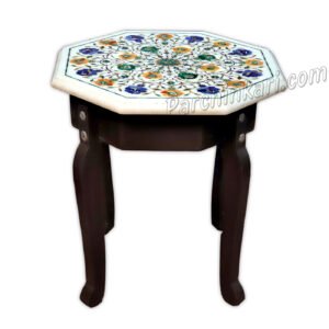 Flower Inlay Coffee Table with Rose Design