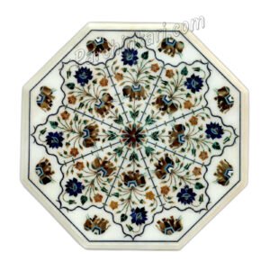 Elephant Design Table Top in White Marble Pietredura Design