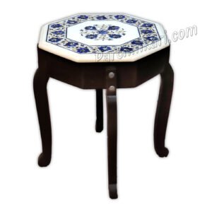 Lapiz Lazuli and Abalone Coffee table in White Marble