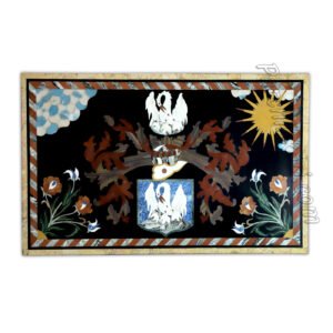 Scenery Design Table Top in Black Marble Inlay Art