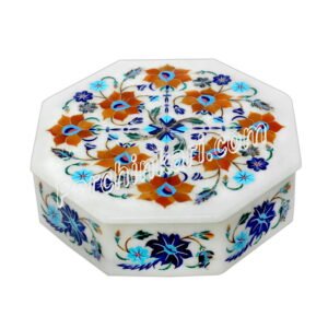 Handicrafts Box For Gifts in white Marble Inlaid Art