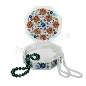 Handicrafts Box For Gifts in white Marble Inlaid Art