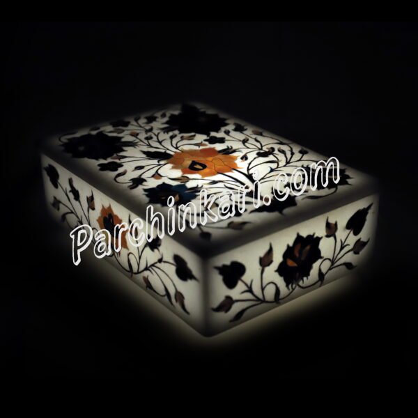 Indian Gift Box with Flower Inlaid Art