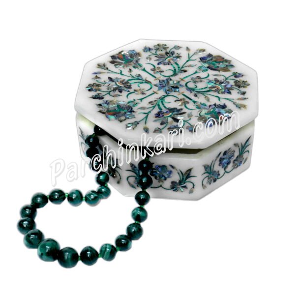 Abalone Box in White Marble Inlay Art