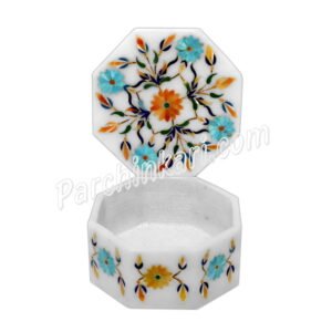Marble Inlaid Box with Flower Design