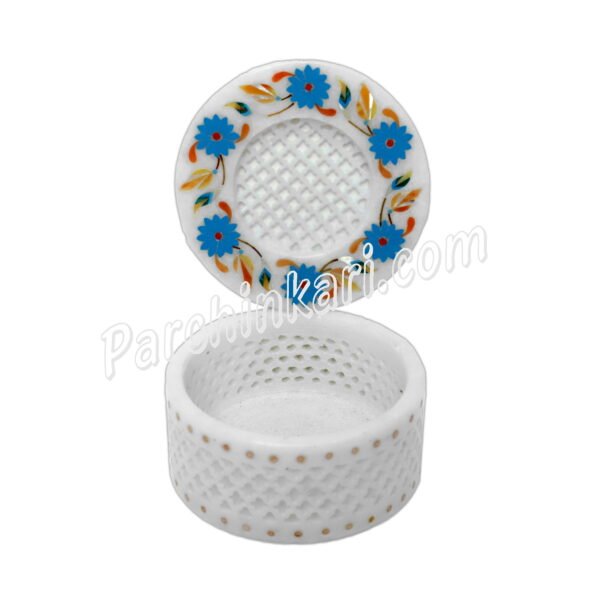 Turquoise Box for Gifts in white Marble Lattice Art