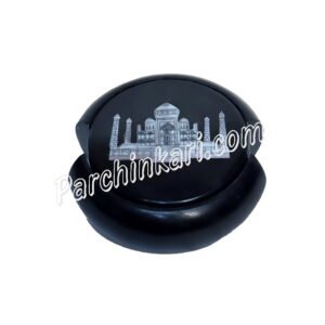 Black Marble Coasters Set with Taj Mahal Design in MOP